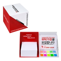 큐브형-큐브박스점착메모함+팝업필름지(10매)+(클립형 외장형자석) | 큐브형 메모지(칼라인쇄) 제작